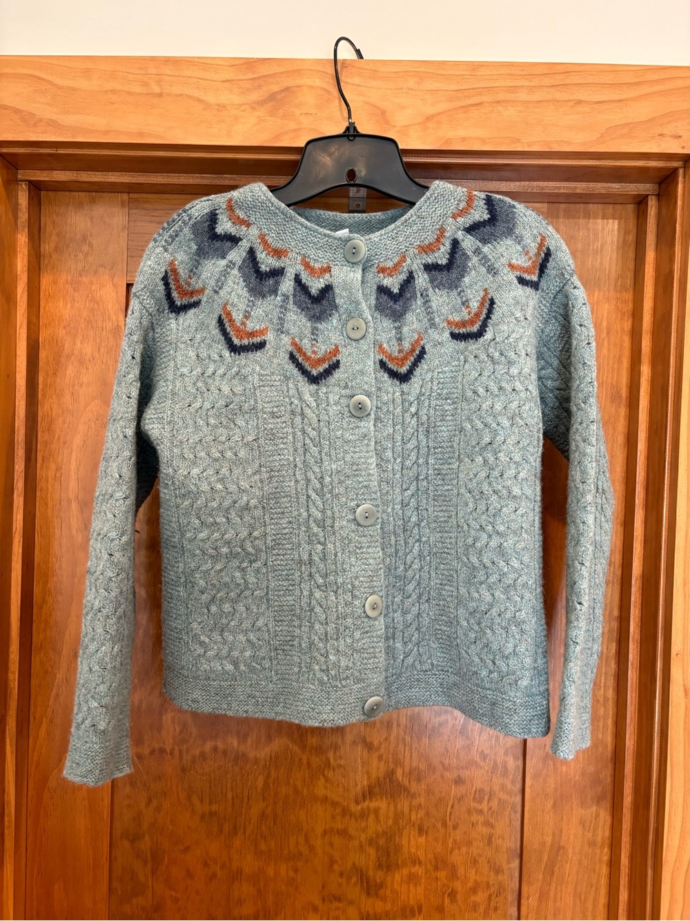 Celtic & Co Cardigan 100% New Wool Fair Isle Button Up Size Small